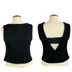 Banana Republic Black Sleeveless Crop Top with Faux Leather Band Sz 12